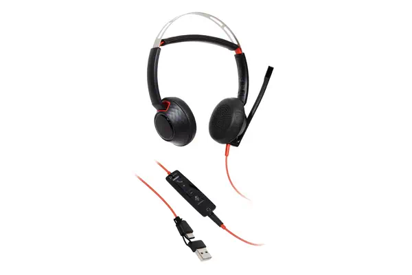 Micro-casque stéréo USB-C Poly Blackwire 5220 + prise 3,5 mm + adaptateur USB-C/A (lot) - HP - Casque Micro - visuel 2