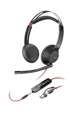 Micro-casque stéréo USB-C Poly Blackwire 5220 + prise Poly - visuel 1 - hello RSE - Gestion simplifiée des appels