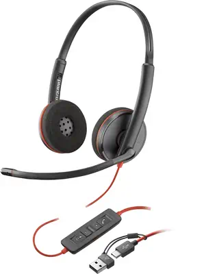 Micro-casque stéréo USB-C noir Poly Blackwire 3220 + Poly - visuel 1 - hello RSE - Conception légère