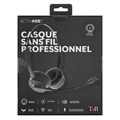 T'nB BLHSTEREOBT écouteur/casque Sans fil Arceau Bureau/Centre d'appels USB Type-C Bluetooth Noir - T'NB - Casque Micro - visuel 4