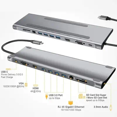 T'nB DOCKUSBC11 station d'accueil Avec fil USB 3.2 Gen 1 (3.1 Gen 1) Type-C Argent - T'NB - Station d'accueil pour portable - visuel 5