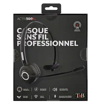 T'nB ACTIV 300M Casque Sans fil Arceau Bureau/Centre d'appels Bluetooth Socle de chargement Noir - T'NB - Casque Micro - visuel 6