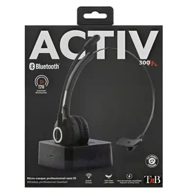 T'nB ACTIV 300M Casque Sans fil Arceau Bureau/Centre d'appels Bluetooth Socle de chargement Noir - T'NB - Casque Micro - visuel 5