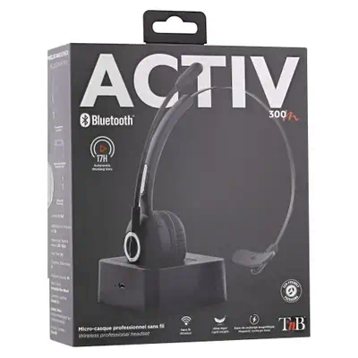 T'nB ACTIV 300M Casque Sans fil Arceau Bureau/Centre d'appels Bluetooth Socle de chargement Noir - T'NB - Casque Micro - visuel 4