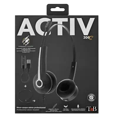 T'nB ACTIV 200S Casque Avec fil Arceau Bureau/Centre d'appels Noir - T'NB - Casque Micro - visuel 5
