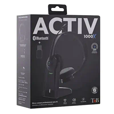 T'nB ACTIV 1000X Casque Sans fil Arceau Appels/Musique Bluetooth Socle de chargement Noir - T'NB - Casque Micro - visuel 3