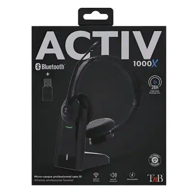 T'nB ACTIV 1000X Casque Sans fil Arceau Appels/Musique Bluetooth Socle de chargement Noir - T'NB - Casque Micro - visuel 4