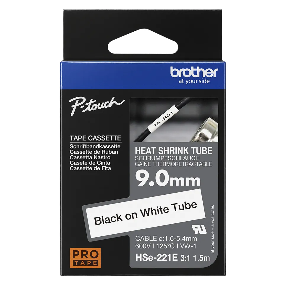 Brother HSE-221E ruban d'étiquette Noir sur blanc - Ruban - visuel 2