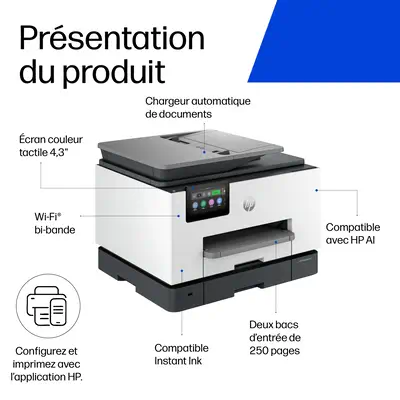 OfficeJet Pro Par 9132e Sans fil All-in-One Couleur Imprimante, Instant Ink; Impression recto-verso - HP - Multifonctions Jet d'encre - visuel 5