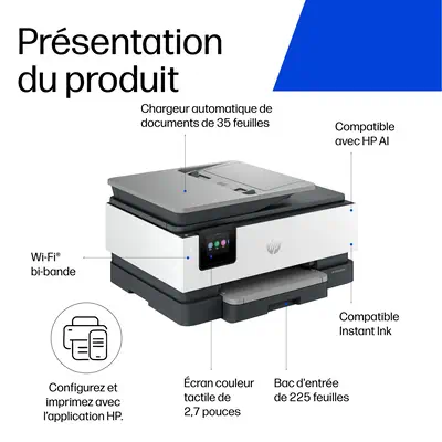 OfficeJet Pro 8135e Sans fil All-in-One Couleur Imprimante, Instant Ink; Impression recto-verso - HP - Multifonctions Jet d'encre - visuel 6