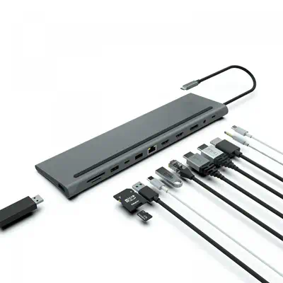 MCL MD1A99AZZUSB3C568 hub & concentrateur USB Type-C 5000 Mbit/s Aluminium - Station d'accueil pour portable - visuel 2