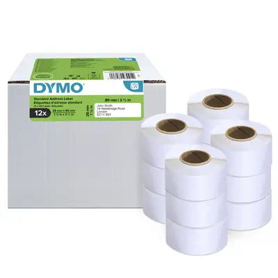 DYMO LW étiquettes d'adresse autocollantes authentiques | 28 mm x 89 mm | 12 rouleaux de 130 étiquet - Dymo - Ruban - visuel 4