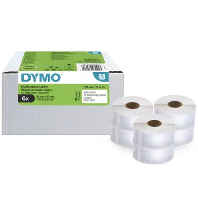 DYMO LW étiquettes autocollantes polyvalentes authentiques | 32 mm x 57 mm | 6 rouleaux de 1 000 éti - Dymo - Ruban - visuel 4
