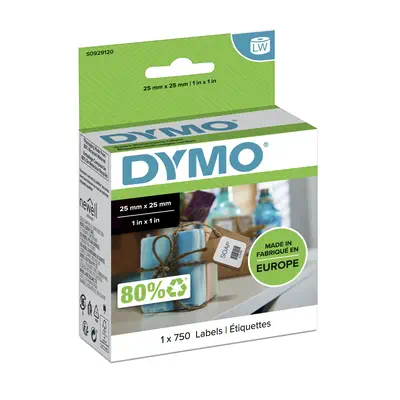 DYMO LW petites étiquettes autocollantes polyvalentes authentiques | 25 mm x 25 mm | rouleau de 750  - Dymo - Ruban - visuel 4