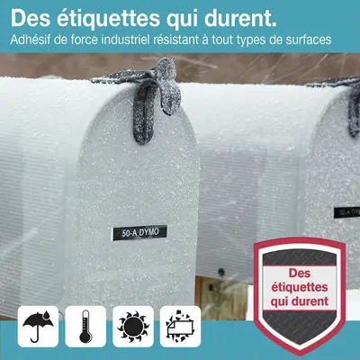 DYMO D1 Étiquettes résistantes | 12mm x 5,5m | impression en noir sur fond blanc | autocollantes éti - Dymo - Ruban - visuel 4