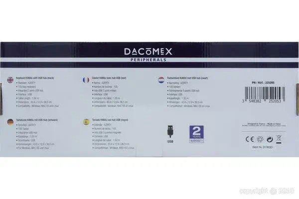Dacomex K460U clavier Universel USB AZERTY Français Noir - Clavier - visuel 3