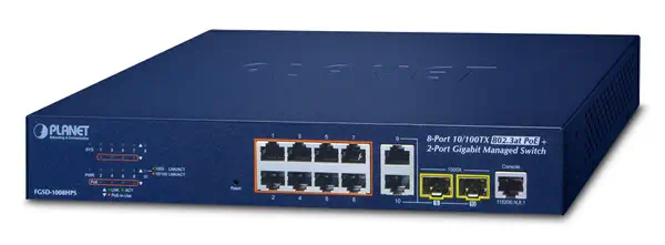 PLANET FGSD-1008HPS commutateur réseau Géré Fast Ethernet (10/100) Connexion Ethernet, supportant l' - Switchs et Hubs - visuel 1