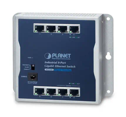 PLANET Industrial 8-Port Non-géré Bleu, Gris - Switchs et Hubs - visuel 1