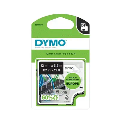 D1 - Durable Étiquettes - Noir sur blanc - 12mm x 5.5m - Dymo - Ruban - visuel 2