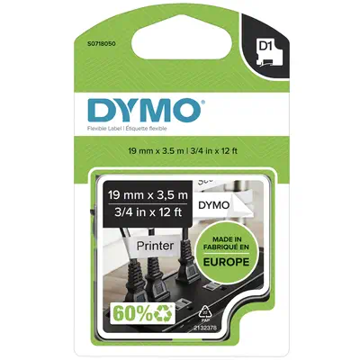 DYMO D1 étiquettes nylon flexible autocollantes authentiques | rouleau de 12 mm x 3,5 m | impression - Dymo - Ruban - visuel 4