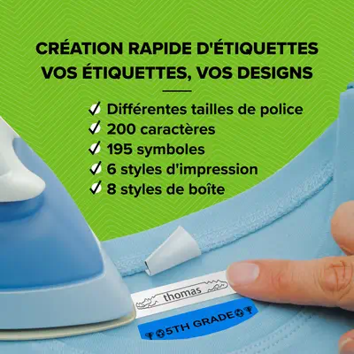 DYMO LetraTag Étiquettes Autocollantes pour Vêtements Authentique | 12 mm x 2 m | impression en noir - Dymo - Ruban - visuel 9