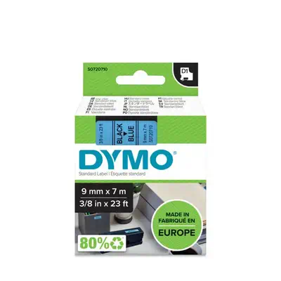 D1 - Standard Étiquettes - Noir sur bleu - 9mm x 7m - Dymo - Ruban - visuel 2