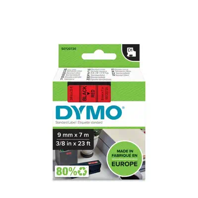 D1 - Standard Étiquettes - Noir sur rouge - 9mm x 7m - Dymo - Ruban - visuel 2