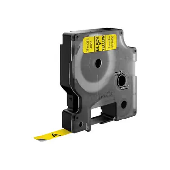 Revendeur officiel D1 - Standard Étiquettes - Noir sur jaune - 9mm x 7m