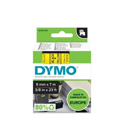 D1 - Standard Étiquettes - Noir sur jaune - 9mm x 7m - Dymo - Ruban - visuel 2