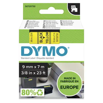 DYMO D1 étiquettes autocollantes authentiques | rouleau de 9 mm x 7 m | impression en noir sur fond  - Dymo - Ruban - visuel 4
