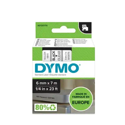 D1 - Standard Étiquettes - Noir sur transparent - 6mm x 7m - Dymo - Ruban - visuel 2