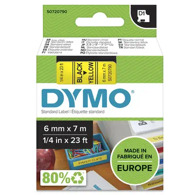 DYMO D1 étiquettes autocollantes authentiques | rouleau de 6 mm x 7 m | impression en noir sur fond  - Dymo - Ruban - visuel 4