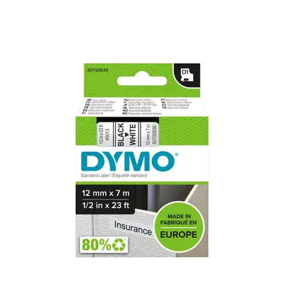 D1 - Standard Étiquettes - Noir sur blanc - 12mm x 7m - Dymo - Ruban - visuel 2