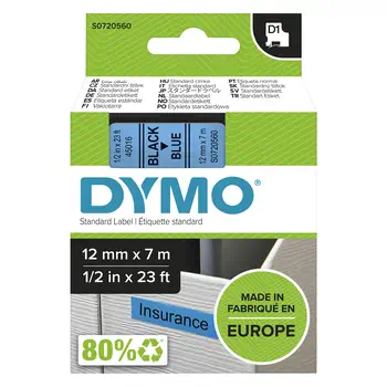 Livraison gratuite DYMO D1 étiquettes autocollantes authentiques | rouleau 9 mm x 7 m | impression en noir sur fond ble