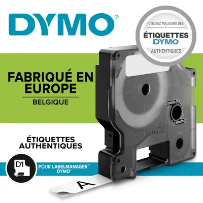 DYMO D1 étiquettes autocollantes authentiques | rouleau de 12 mm x 7 m | impression en noir sur fond - Dymo - Consommable - visuel 5