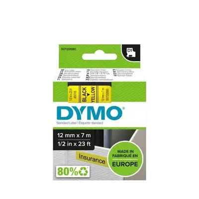 D1 - Standard Étiquettes - Noir sur jaune - 12mm x 7m - Dymo - Ruban - visuel 2
