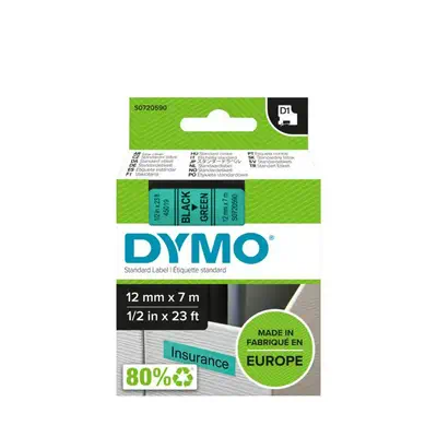 D1 - Standard Étiquettes - Noir sur vert - 12mm x 7m - Dymo - Ruban - visuel 2