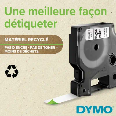 DYMO D1 étiquettes autocollantes authentiques | rouleau de 12 mm x 7 m | impression en vert sur fond - Dymo - Ruban - visuel 1