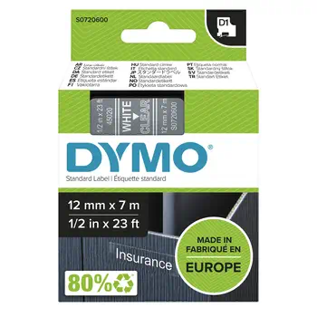 Livraison gratuite DYMO D1 étiquettes autocollantes authentiques | rouleau de 12 mm x 7 m | impression en noir sur fond
