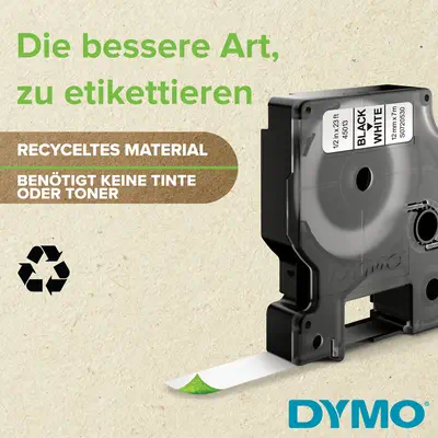 DYMO D1 étiquettes autocollantes authentiques | rouleau de 12 mm x 7 m | impression en noir sur fond - Dymo - Ruban - visuel 9