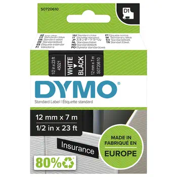 Ruban Dymo Blanc sur noir livraison rapide