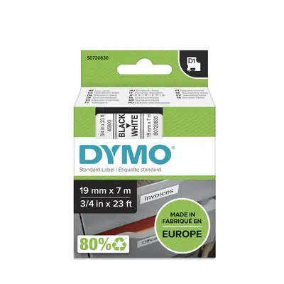DYMO D1 étiquettes autocollantes authentiques | impression en noir sur fond blanc | 19 mm x 7 m | po - Dymo - Ruban - visuel 8