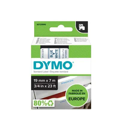 D1 - Standard Étiquettes - Bleu sur blanc - 19mm x 7m - Dymo - Ruban - visuel 2