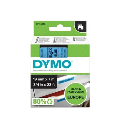 D1 - Standard Étiquettes - Noir sur bleu - 19mm x 7m - Dymo - Ruban - visuel 2