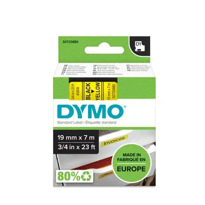 D1 - Standard Étiquettes - Noir sur jaune - 19mm x 7m - Dymo - Ruban - visuel 2