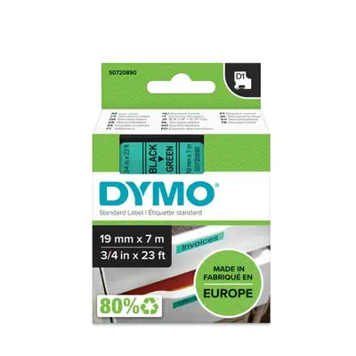D1 - Standard Étiquettes - Noir sur vert - 19mm x 7m - Dymo - Ruban - visuel 2