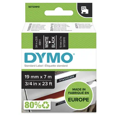 DYMO D1 étiquettes autocollantes authentiques | rouleau de 19 mm x 7 m | impression en blanc sur fon - Dymo - Ruban - visuel 4
