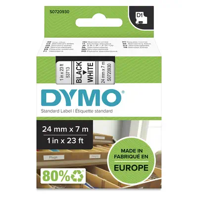 DYMO D1 étiquettes autocollantes authentiques | impression en noir sur fond blanc | 24 mm x 7 m | po - Dymo - Ruban - visuel 4