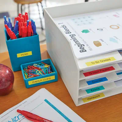 DYMO LetraTag Étiquettes en plastique Authentique | 12 mm x 4 m | impression en noir sur fond bleu | - Dymo - Ruban - visuel 4