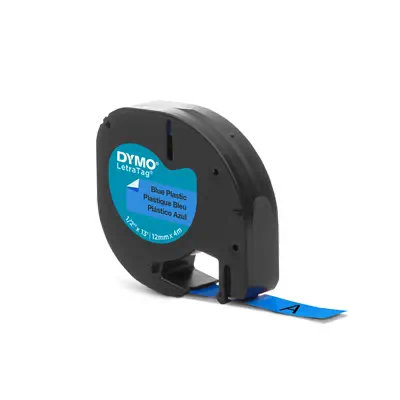 DYMO LetraTag Étiquettes en plastique Authentique | 12 mm x 4 m | impression en noir sur fond bleu | - Dymo - Ruban - visuel 8